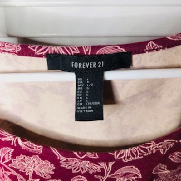 Forever 21 Burgundy with White Flower Spaghetti Strap Sundress - Picture 3 of 5